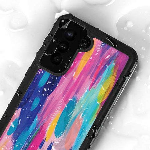 Etta Vee Pink Sparkle Brush Stroke Galaxy S23 Plus Waterproof Case