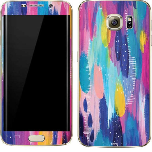 Etta Vee Pink Sparkle Brush Stroke Galaxy S7 Edge Skin