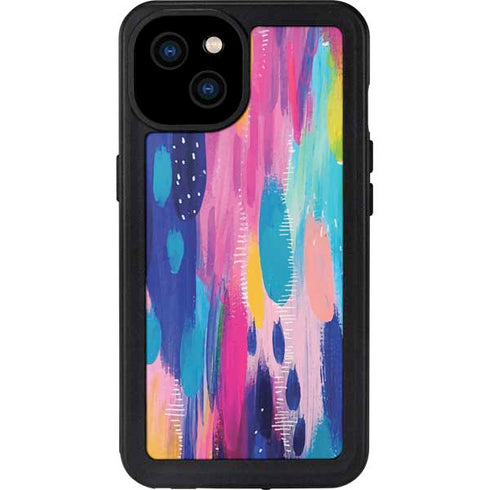 Pink Sparkle Brush Stroke by Etta Vee iPhone 15 Plus Waterproof Case