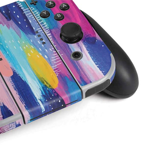 Etta Vee Pink Sparkle Brush Stroke Nintendo Switch OLED (2021) Skin