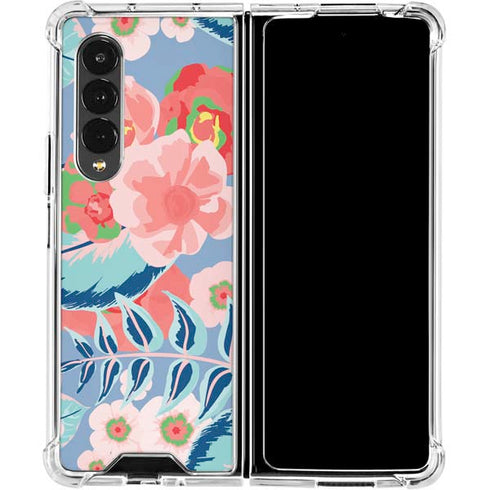 Pink Spring Flowers Galaxy Z Fold4 5G Clear Case