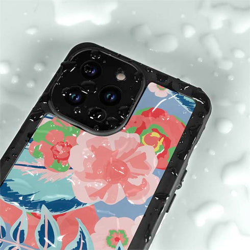 Pink Spring Flowers iPhone 14 Pro Max Waterproof Case