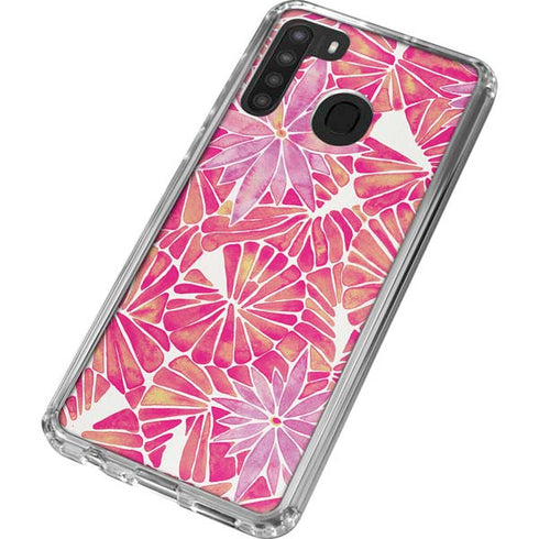 Cat Coq Pink Water Lilies Galaxy A21 Clear Case