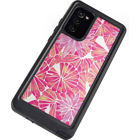 Cat Coq Pink Water Lilies Galaxy Note20 5G Waterproof Case