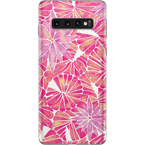Cat Coq Pink Water Lilies Galaxy S10 Skin