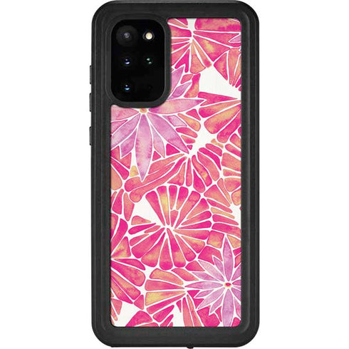 Cat Coq Pink Water Lilies Galaxy S20 Plus Waterproof Case