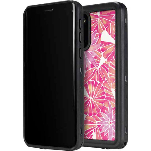 Cat Coq Pink Water Lilies Galaxy S20 Waterproof Case