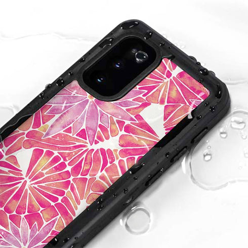 Cat Coq Pink Water Lilies Galaxy S20 Waterproof Case
