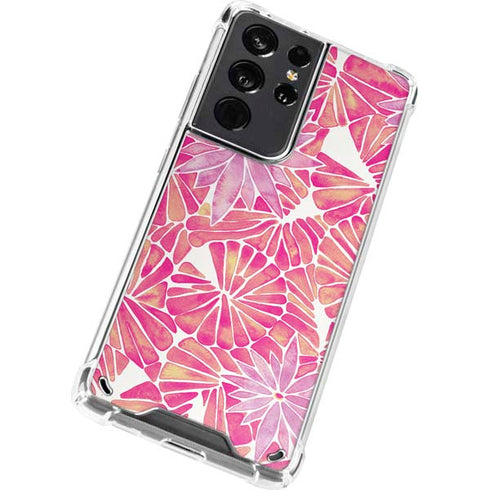 Cat Coq Pink Water Lilies Galaxy S21 Ultra 5G Clear Case