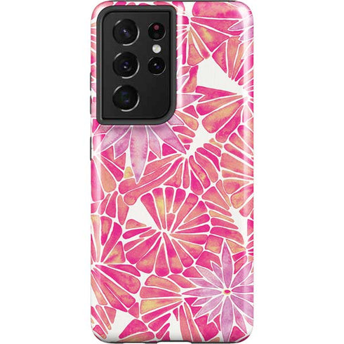 Cat Coq Pink Water Lilies Galaxy S21 Ultra 5G Pro Case