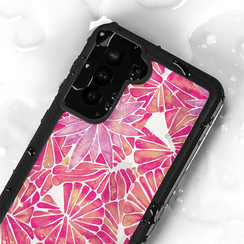 Cat Coq Pink Water Lilies Galaxy S23 Plus Waterproof Case