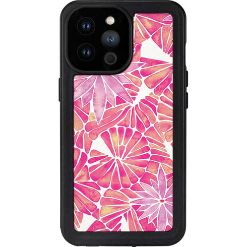 Cat Coq Pink Water Lilies iPhone 14 Pro Max Waterproof Case