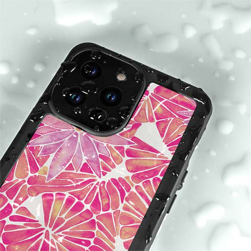 Cat Coq Pink Water Lilies iPhone 14 Pro Max Waterproof Case