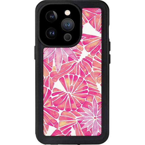 Cat Coq Pink Water Lilies iPhone 14 Pro Waterproof Case
