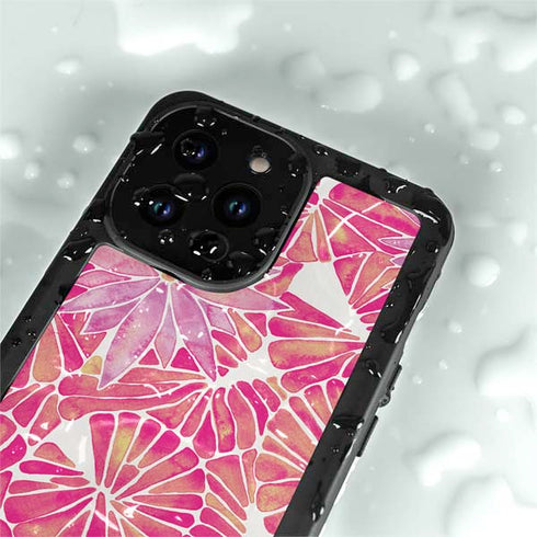 Cat Coq Pink Water Lilies iPhone 14 Pro Waterproof Case
