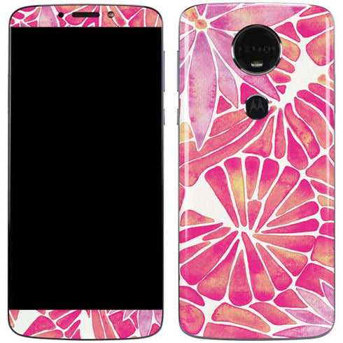 Cat Coq Pink Water Lilies Moto E5 Plus Skin