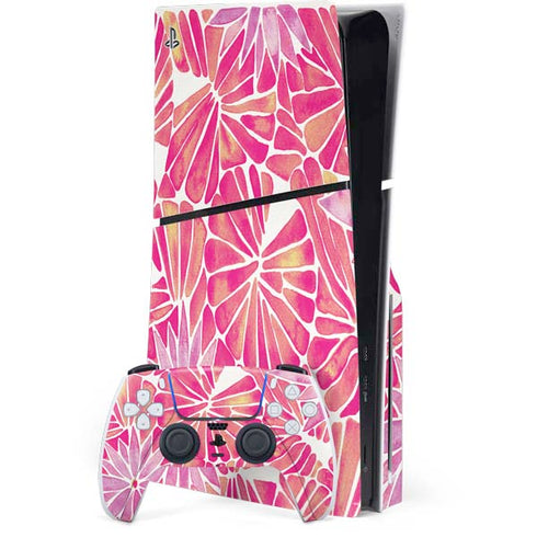 Pink Water Lilies by Cat Coq PS5 Slim Disk Bundle Skin