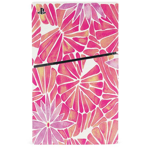 Pink Water Lilies by Cat Coq PS5 Slim Disk Console Skin