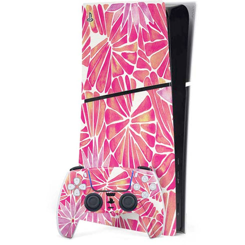Pink Water Lilies by Cat Coq PS5 Slim Digital Edition Console Skin