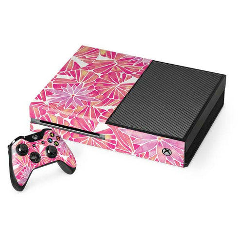 Cat Coq Pink Water Lilies Xbox One Console and Controller Bundle Skin