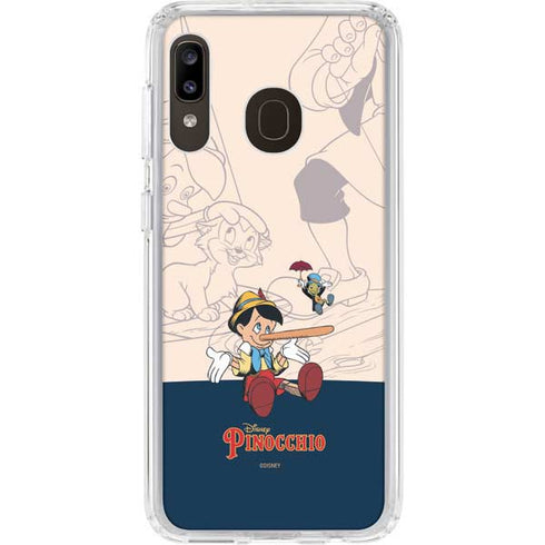 Disney Pinocchio and Jiminy Cricket Galaxy A20 Clear Case