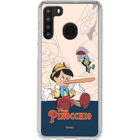 Disney Pinocchio and Jiminy Cricket Galaxy A21 Clear Case