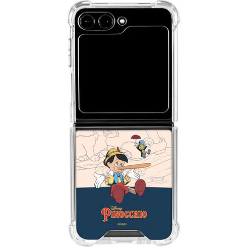 Disney Pinocchio and Jiminy Cricket Galaxy Z Flip5 5G Clear Case