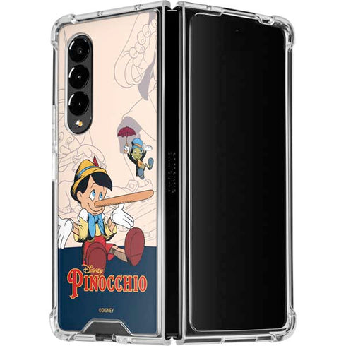 Disney Pinocchio and Jiminy Cricket Galaxy Z Fold4 5G Clear Case