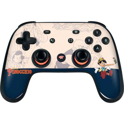 Disney Pinocchio and Jiminy Cricket Google Stadia Controller Skin