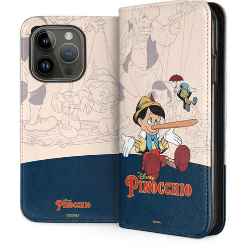 Disney Pinocchio and Jiminy Cricket iPhone 14 Pro Folio Case