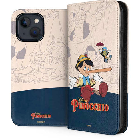 Disney Pinocchio and Jiminy Cricket iPhone 15 Plus Folio Case