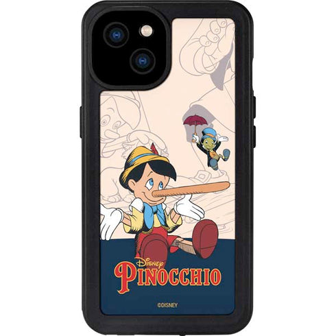 Disney Pinocchio and Jiminy Cricket iPhone 15 Plus Waterproof Case