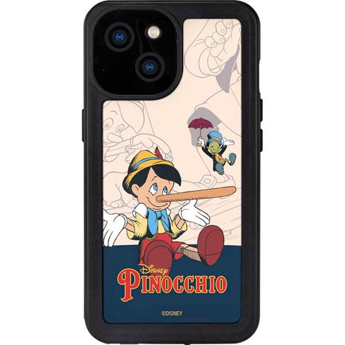 Disney Pinocchio and Jiminy Cricket iPhone 15 Waterproof Case