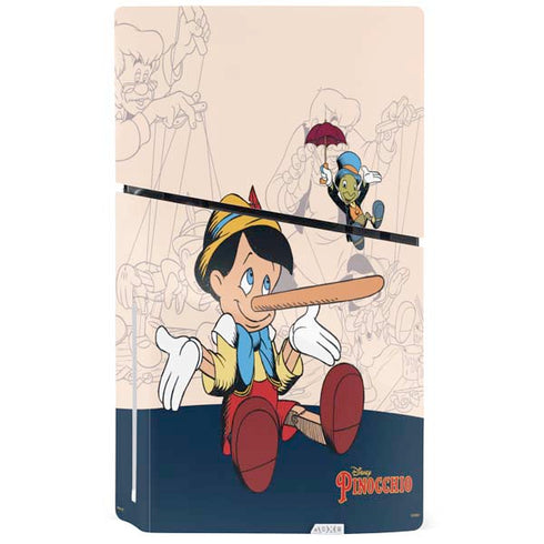 Disney Pinocchio and Jiminy Cricket PS5 Slim Disk Bundle Skin