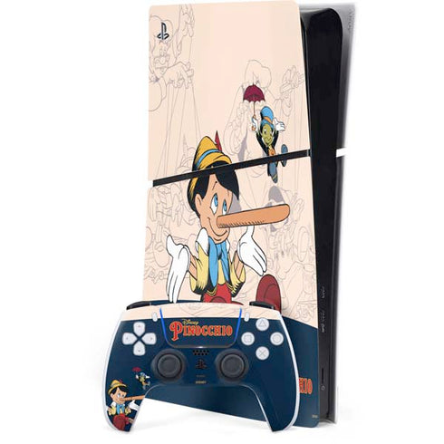 Disney Pinocchio and Jiminy Cricket PS5 Slim Digital Edition Console Skin