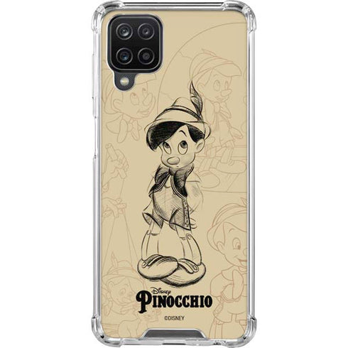 Disney Pinocchio Sketches Portrait Galaxy A12 Clear Case