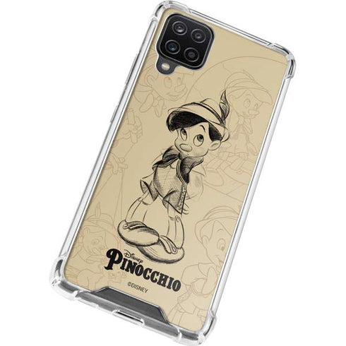 Disney Pinocchio Sketches Portrait Galaxy A12 Clear Case