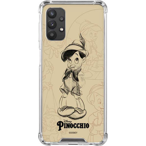 Disney Pinocchio Sketches Portrait Galaxy A32 5G Clear Case