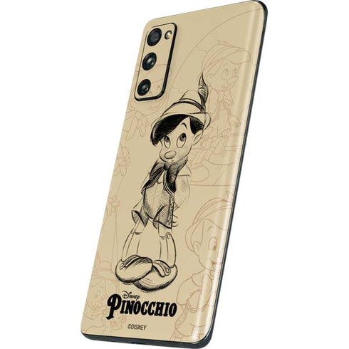 Disney Pinocchio Sketches Portrait Galaxy S20 Fan Edition Skin