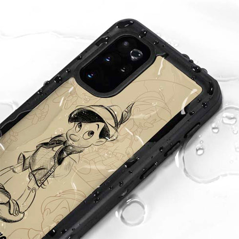Disney Pinocchio Sketches Portrait Galaxy S20 Plus Waterproof Case