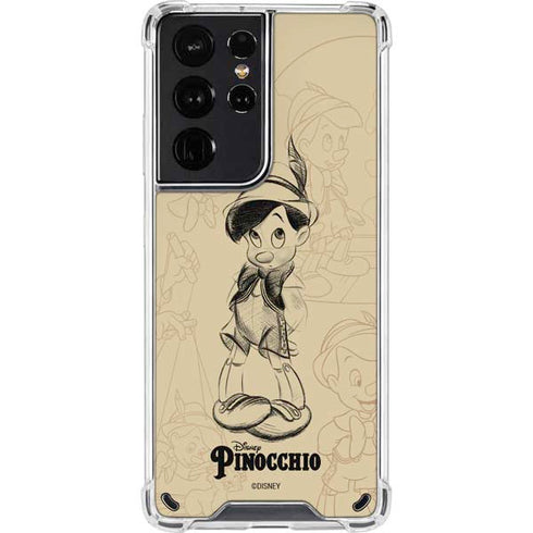Disney Pinocchio Sketches Portrait Galaxy S21 Ultra 5G Clear Case