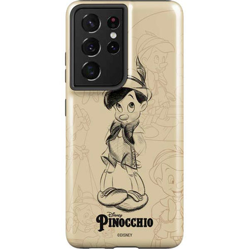 Disney Pinocchio Sketches Portrait Galaxy S21 Ultra 5G Pro Case