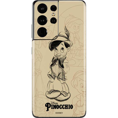 Disney Pinocchio Sketches Portrait Galaxy S21 Ultra 5G Skin