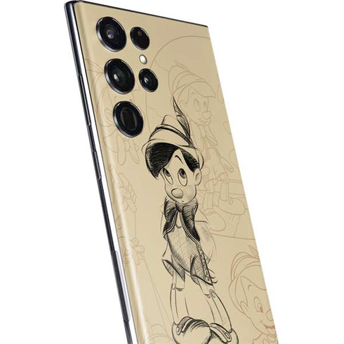 Disney Pinocchio Sketches Portrait Galaxy S22 Ultra Skin