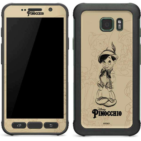 Disney Pinocchio Sketches Portrait Galaxy S7 Active Skin