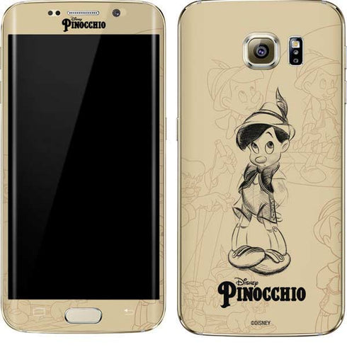 Disney Pinocchio Sketches Portrait Galaxy S7 Edge Skin
