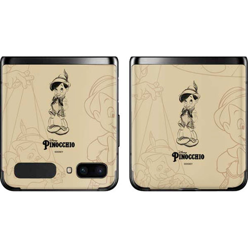 Disney Pinocchio Sketches Portrait Galaxy Z Flip Skin