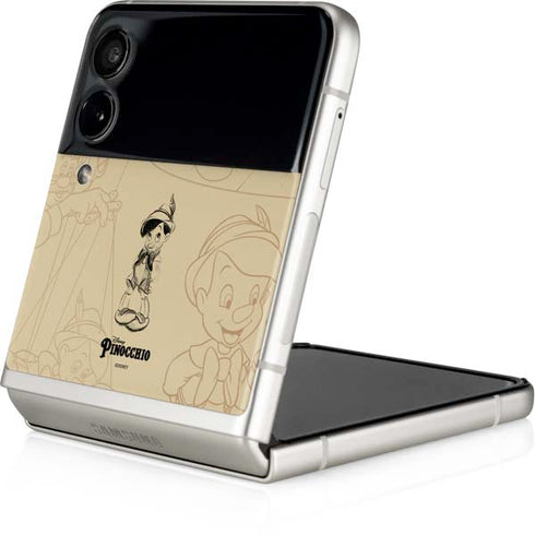 Disney Pinocchio Sketches Portrait Galaxy Z Flip3 5G Skin