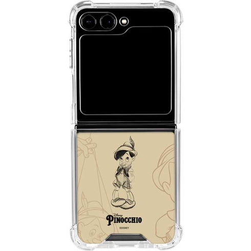 Disney Pinocchio Sketches Portrait Galaxy Z Flip5 5G Clear Case