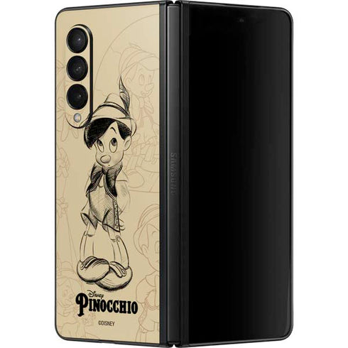 Disney Pinocchio Sketches Portrait Galaxy Z Fold3 5G Skin